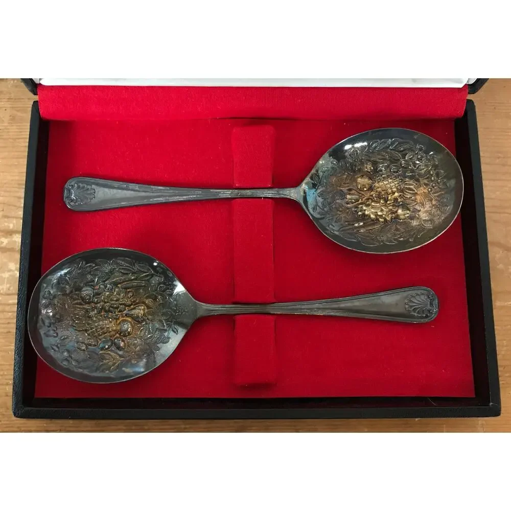 Vtg EL Edward Lothian Crown Sheffield England EPNS Ornate Silverplate Spoons